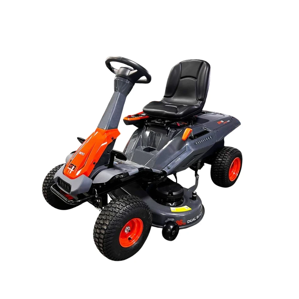Акумуляторний райдер GTM BRM96 KIT, вигляд спереду і косильна дека
