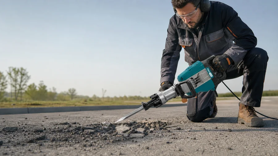 PROFI-TEC DH1900H65 с пикой при работе по асфальту