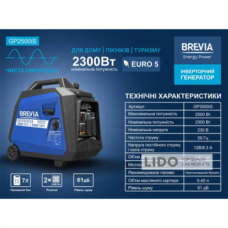Генератор Brevia инверторный бензиновый 2,5кВт - фото 4