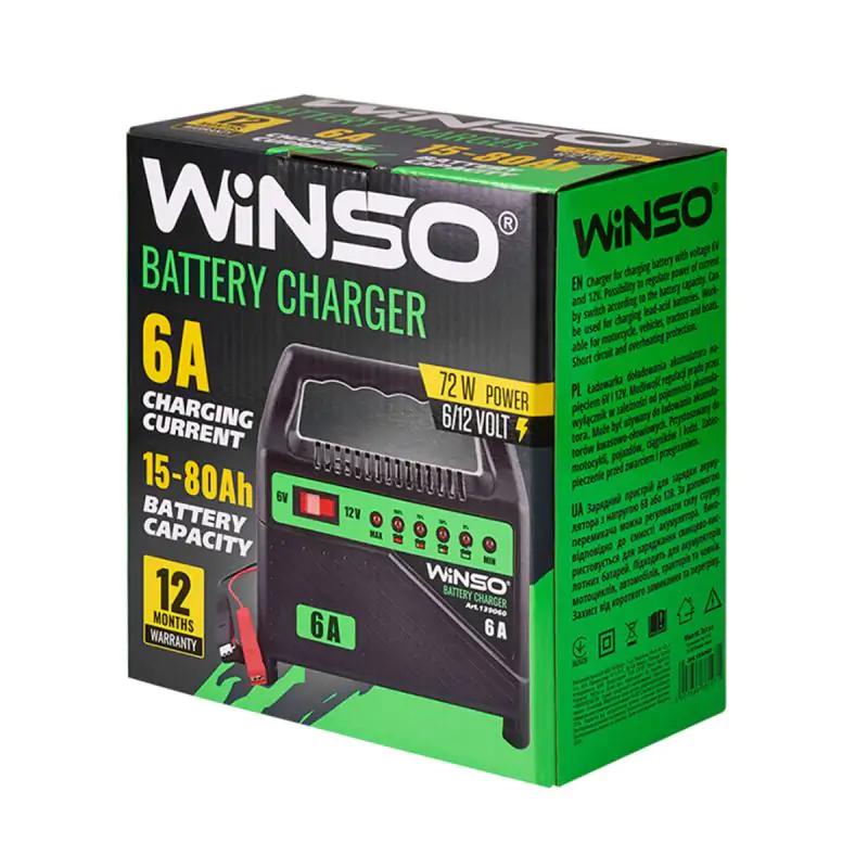 Зарядное устройство АКБ Winso 6/12В 80А·час 6А - фото 5 Зарядное устройство АКБ Winso 6/12В 80А·час 6А - фото 5