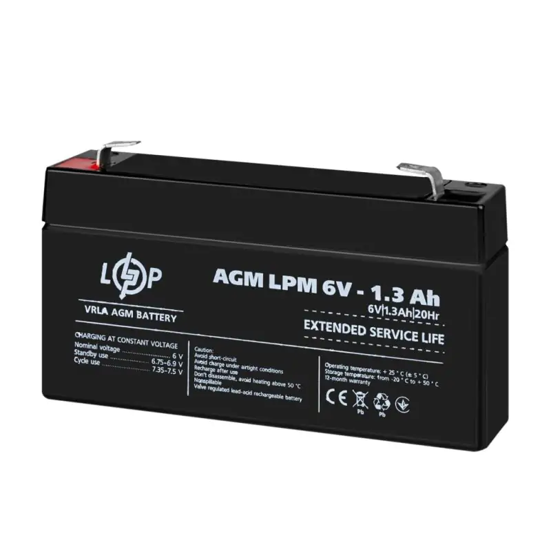 Акумулятор AGM LPM 6V - 1.3 Ah - фото 3