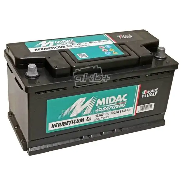 Акумулятор 6СТ-100 MIDAC HERMETICUM L, 12V, 100AH (-/+) Євро, 12В, 100АЧ, EN830А - фото 3 Акумулятор 6СТ-100 MIDAC HERMETICUM L, 12V, 100AH (-/+) Євро, 12В, 100АЧ, EN830А - фото 3