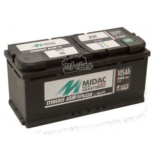 Акумулятор 6СТ-105 AH MIDAC ITINERIS START STOP AGM, 12V, 105AH, R 12В, 105АЧ, EN950А