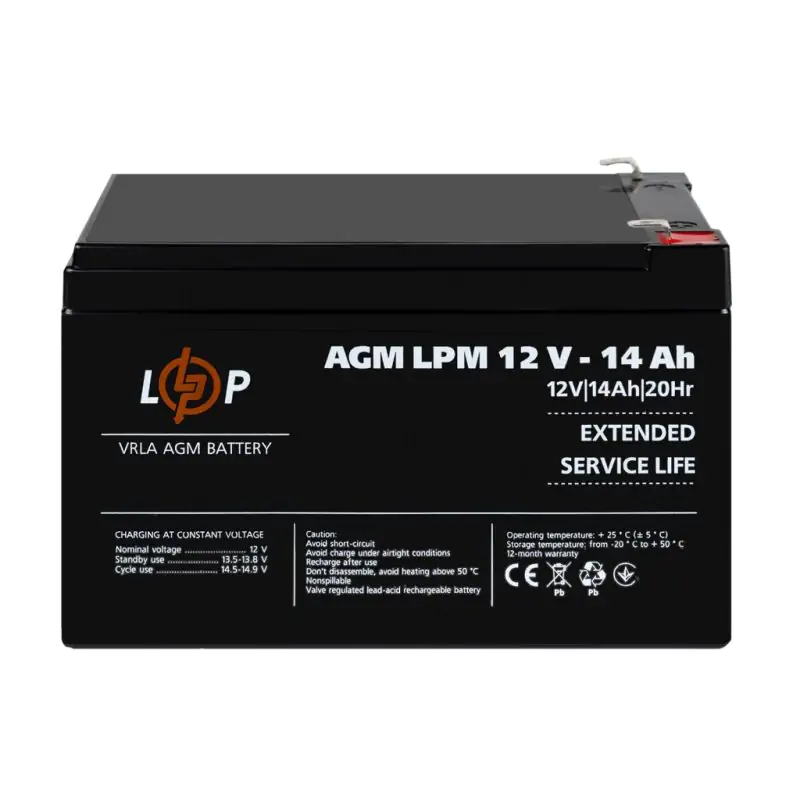 Акумулятор AGM LPM 12V - 14 Ah - фото 2