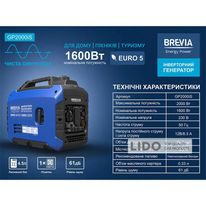Генератор Brevia инверторный бензиновый 2,0кВт - фото 13