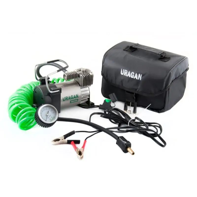 Компресор автомобільний Uragan 10Атм 40л/хв 200Вт із зажимами АКБ - фото 2
