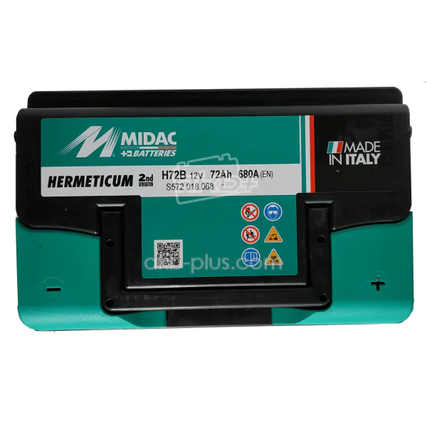 Аккумулятор 6СТ-72 MIDAC HERMETICUM 12V, 72AH (-/+) низкий Евро, 12В, 72АЧ, EN680А - фото 2