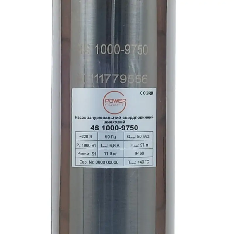 Насос занурювальний шнековий свердловинний PowerCraft 4S 1000-9750 - фото 6
