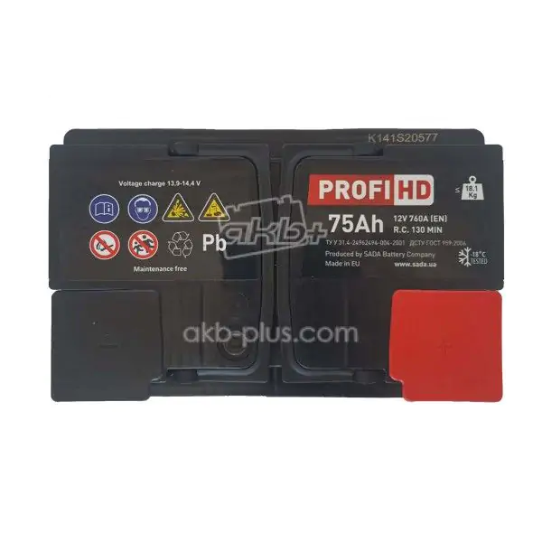 Автомобильный аккумулятор SADA PROFI HD 6СТ-75 SMF (-/+) Евро 12В 75АЧ 760А - фото 3