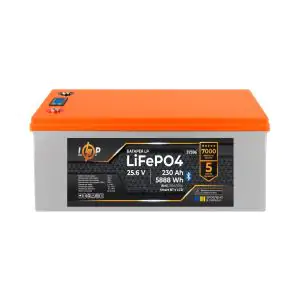 Товар Аккумулятор LP LiFePO4 25,6V - 230 Ah (5888Wh) (BMS 200A/100А) пластик LCD Smart BT