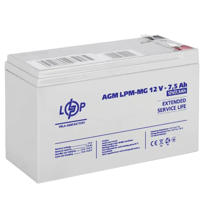 Акумулятор мультигелевий LPM-MG 12V - 7.5 Ah - фото 2 Акумулятор мультигелевий LPM-MG 12V - 7.5 Ah - фото 2