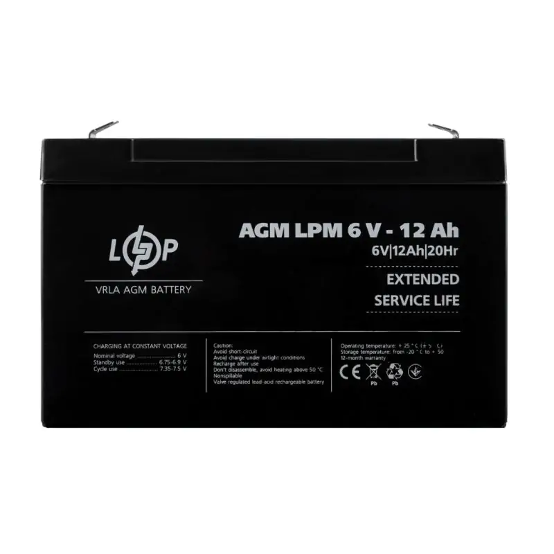 Акумулятор AGM LPM 6V - 12 Ah - фото 1 Акумулятор AGM LPM 6V - 12 Ah - фото 1