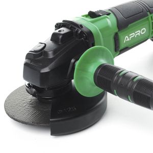 Акумуляторна болгарка APRO 20AG (20В, 125 мм, ПЛАВНИЙ ПУСК, кейс)