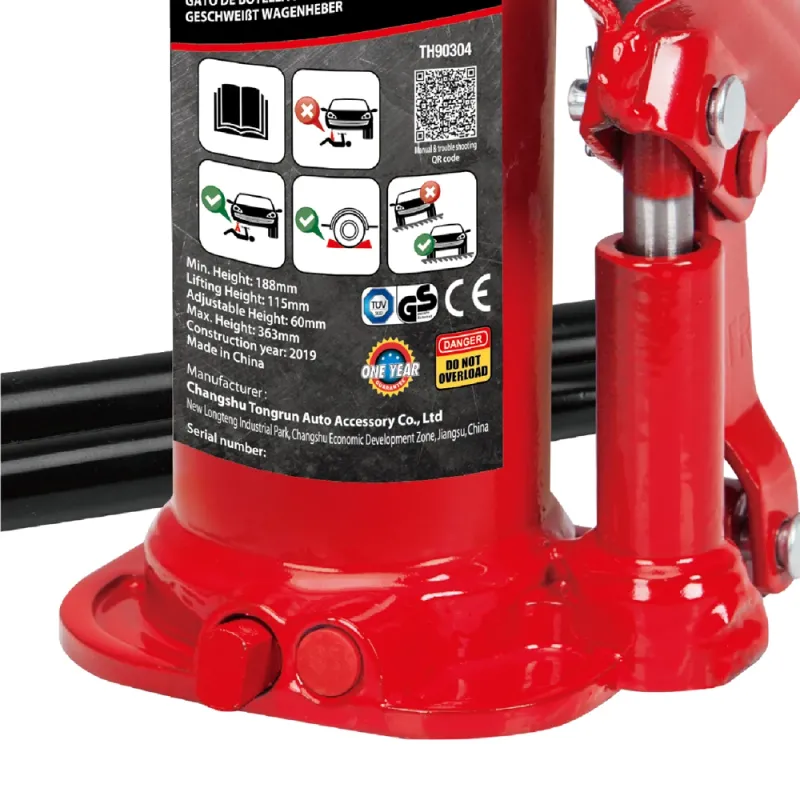 Домкрат гідравлічний 3т GTM Т90304 пляшковий одноштоковий - фото 3