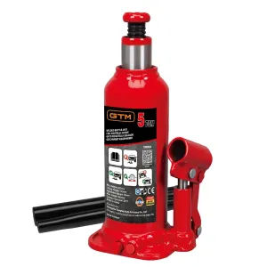 Товар Домкрат гідравлічний 5т GTM Т90504 пляшковий одноштоковий