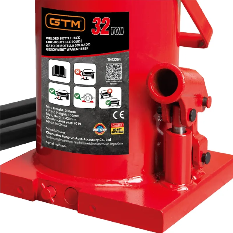 Домкрат гідравлічний 32т GTM TH93204 пляшковий одноштоковий - фото 3
