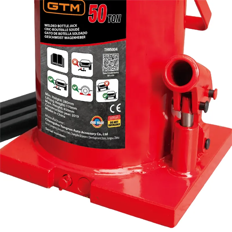 Домкрат гідравлічний 50т GTM TH95004 пляшковий одноштоковий - фото 3