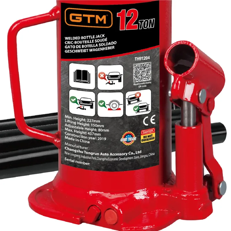 Домкрат гідравлічний 12т GTM TH91204 пляшковий одноштоковий - фото 2