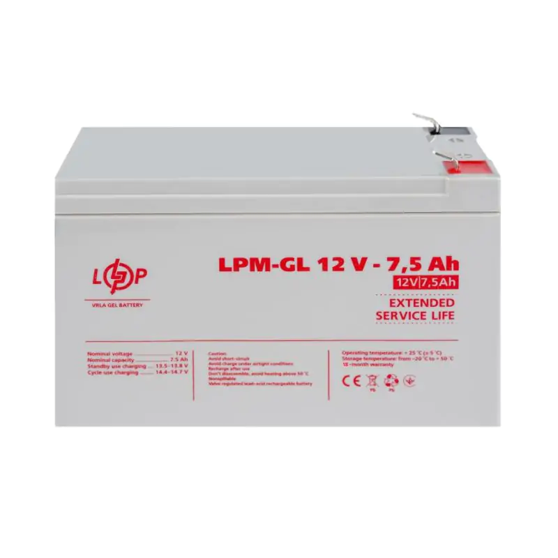 Акумулятор гелевий LPM-GL 12V - 7.5 Ah - фото 2 Акумулятор гелевий LPM-GL 12V - 7.5 Ah - фото 2