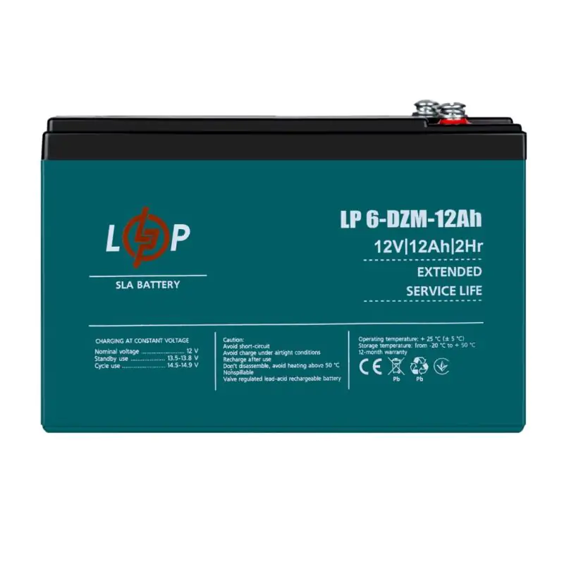 Тяговый свинцово-кислотный AGM аккумулятор LP 6-DZM-12 Ah - под Болт М5 - фото 3