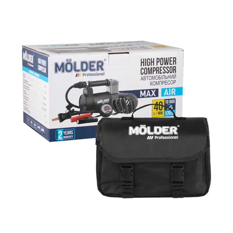 Автомобильный компрессор Molder Max Air 170Вт 10Атм 40л/мин с зажимами АКБ - фото 7