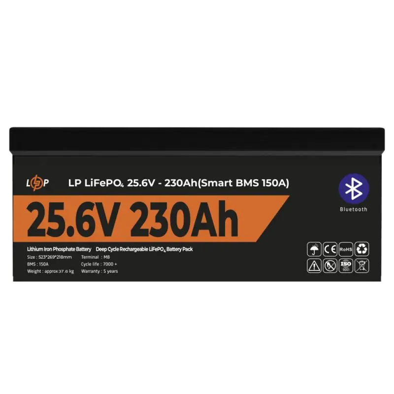 Аккумулятор LP LiFePO4 25,6V - 230 Ah (5888Wh) (Smart BMS 150А) с BT пластик - фото 2