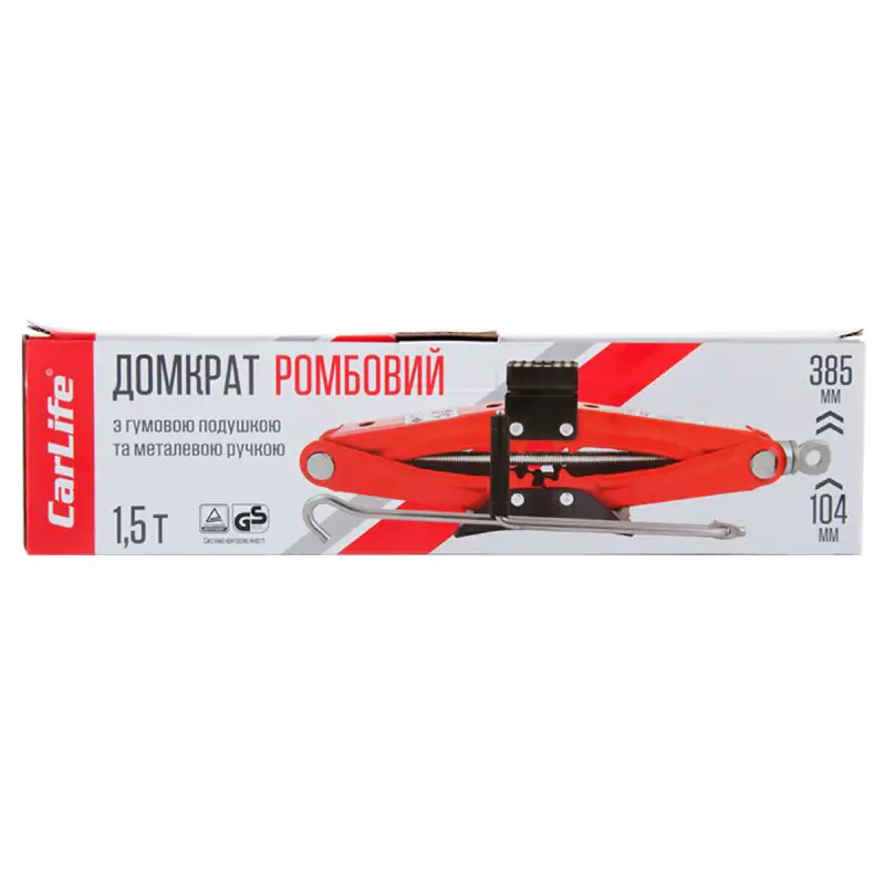 Домкрат ромбовий CarLife 1.5т 104-385мм з гумовою подушкою - фото 3