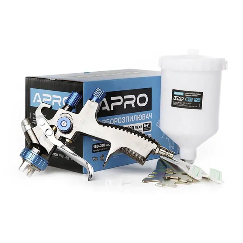 Фарборозпилювач Apro LVMP 1,4мм в/б пласт. 600мл - фото 2 Фарборозпилювач Apro LVMP 1,4мм в/б пласт. 600мл - фото 2