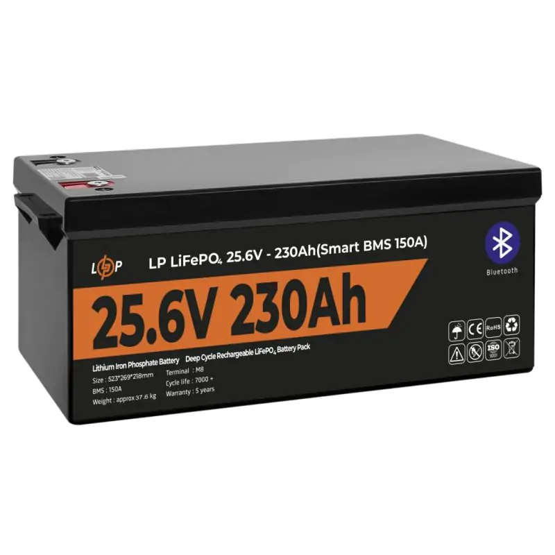 Аккумулятор LP LiFePO4 25,6V - 230 Ah (5888Wh) (Smart BMS 150А) с BT пластик - фото 4