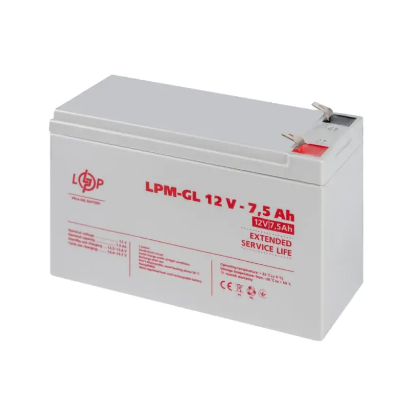 Акумулятор гелевий LPM-GL 12V - 7.5 Ah - фото 4 Акумулятор гелевий LPM-GL 12V - 7.5 Ah - фото 4