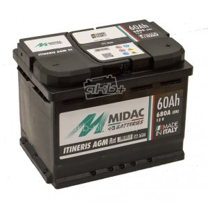 Акумулятор 6СТ-60 AH MIDAC ITINERIS START STOP AGM, 12V, 60AH, R 12В, 60АЧ, EN680А