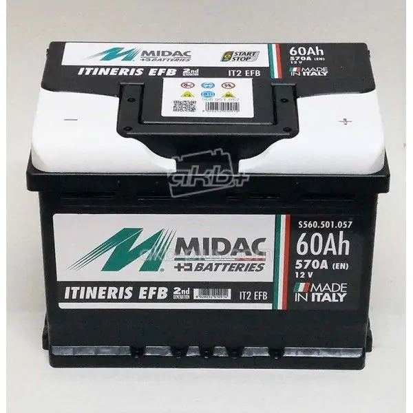 Акумулятор 6СТ-60 MIDAC ITINERIS EFB START STOP, 12V, 60AH, R 12В, 60АЧ, EN570А - фото 2 Акумулятор 6СТ-60 MIDAC ITINERIS EFB START STOP, 12V, 60AH, R 12В, 60АЧ, EN570А - фото 2