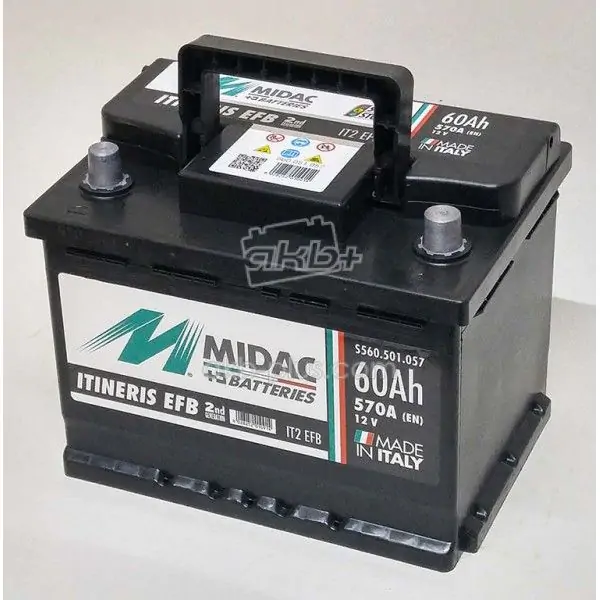 Акумулятор 6СТ-60 MIDAC ITINERIS EFB START STOP, 12V, 60AH, R 12В, 60АЧ, EN570А - фото 3 Акумулятор 6СТ-60 MIDAC ITINERIS EFB START STOP, 12V, 60AH, R 12В, 60АЧ, EN570А - фото 3