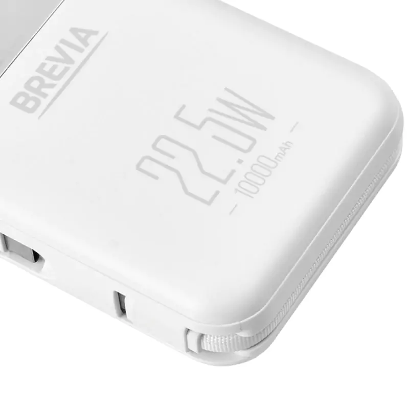 Повербанк (Power Bank) Brevia 10000mAh 22.5W Type-C+Lightning Cable, Li-Pol, LCD белый - фото 6