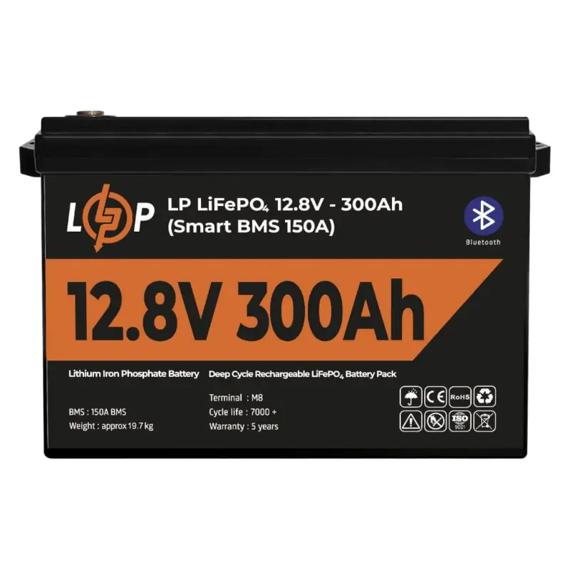 Аккумулятор LP LiFePO4 12,8V - 300 Ah (3840Wh) (Smart BMS 200А) с BT пластик - фото 2