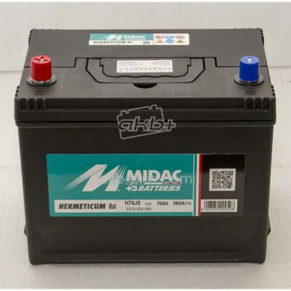 Аккумулятор 6СТ-70A MIDAC HERMETICUM ASIA, 12V, 70AH (+/-), 12В, 70АЧ, EN560А - фото 2