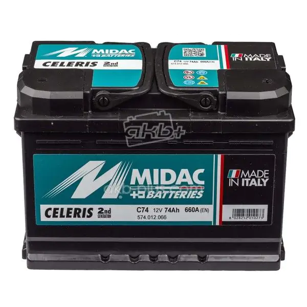 Акумулятор 6СТ-74A MIDAC CELERIS, 12V, 74AH (-/+) Євро, 12В, 74АЧ, EN660А - фото 2