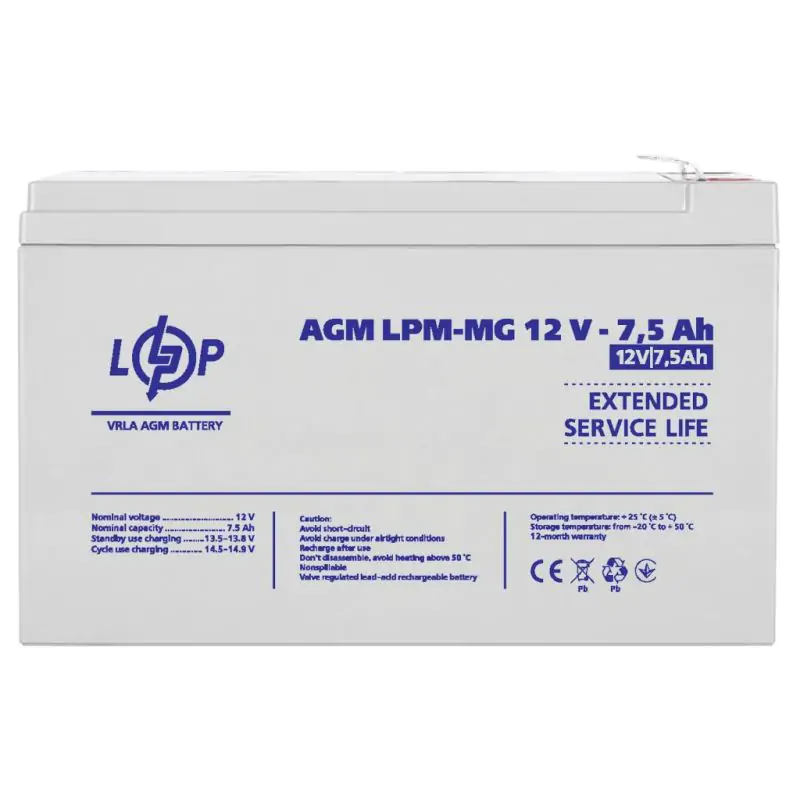 Акумулятор мультигелевий LPM-MG 12V - 7.5 Ah - фото 4 Акумулятор мультигелевий LPM-MG 12V - 7.5 Ah - фото 4