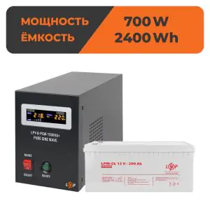 Товар Комплект резервного питания для котла и теплого пола LogicPower ИБП + гелевая батарея (UPS B1000VA + АКБ GL 2400W)