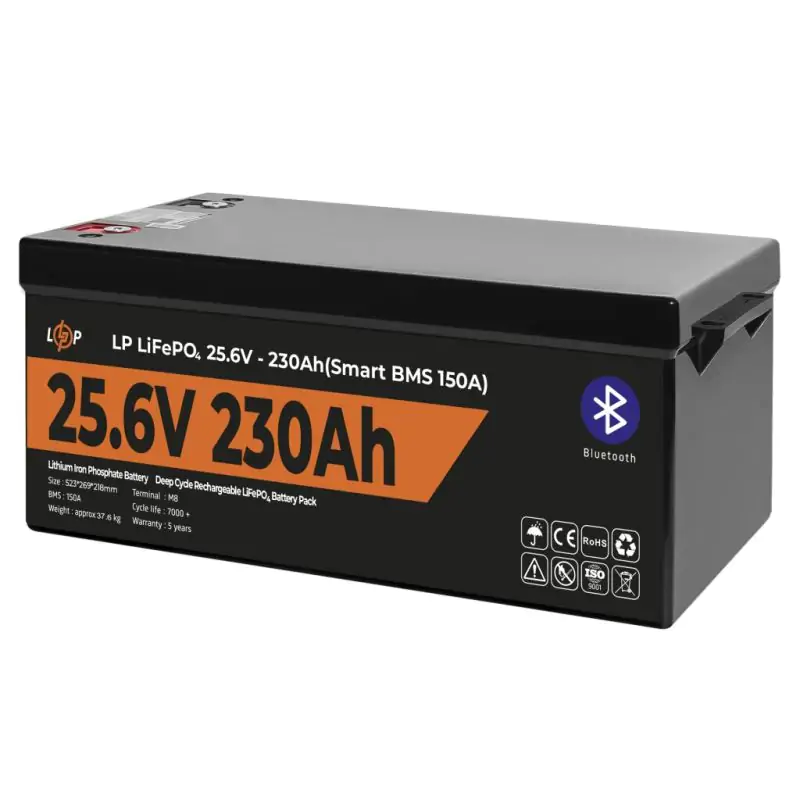 Аккумулятор LP LiFePO4 25,6V - 230 Ah (5888Wh) (Smart BMS 150А) с BT пластик - фото 3