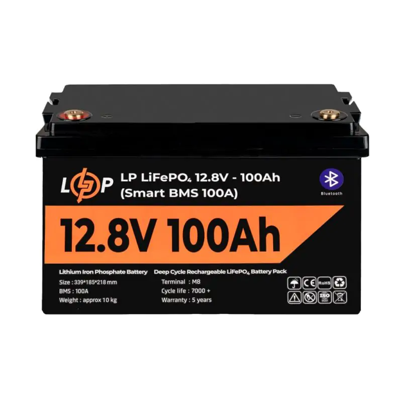Акумулятор LP LiFePO4 12V (12,8V) - 100 Ah (1280Wh) (Smart BMS 100А) з BT пластик - фото 2