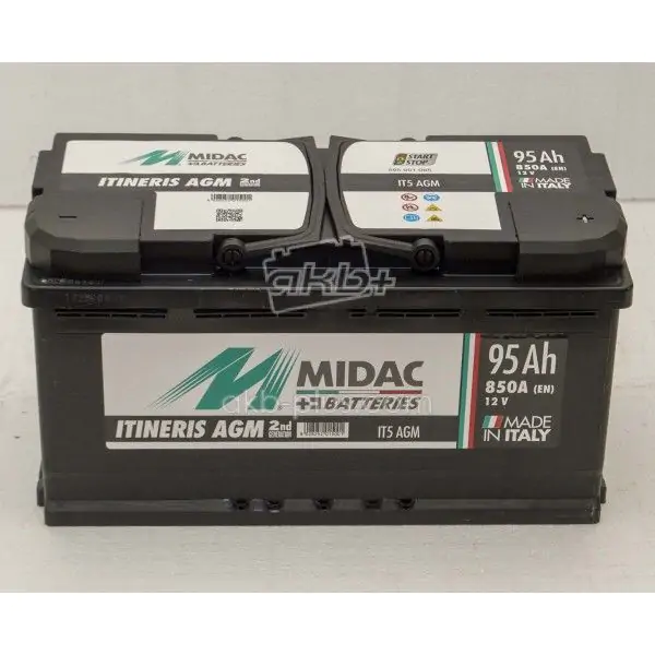 Аккумулятор 6СТ-95A MIDAC ITINERIS START STOP AGM, 12V, 95AH, R 12В, 95АЧ, EN850А - фото 2