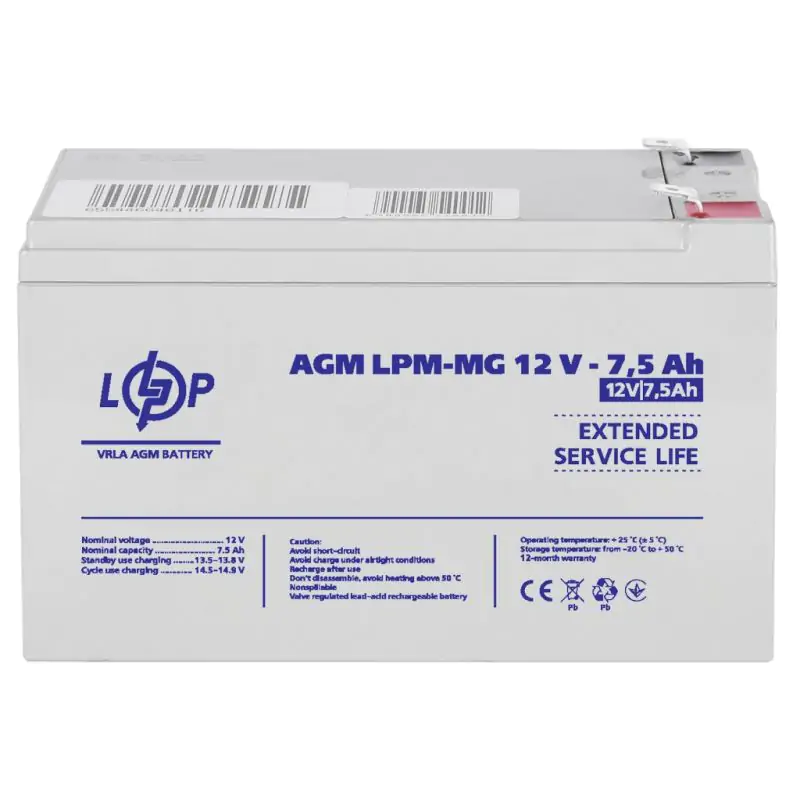 Акумулятор мультигелевий LPM-MG 12V - 7.5 Ah - фото 3 Акумулятор мультигелевий LPM-MG 12V - 7.5 Ah - фото 3