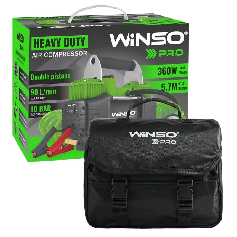 Автомобильный компрессор Winso Pro Heavy Duty 12В 10Атм 90л/мин с зажимами АКБ - фото 6