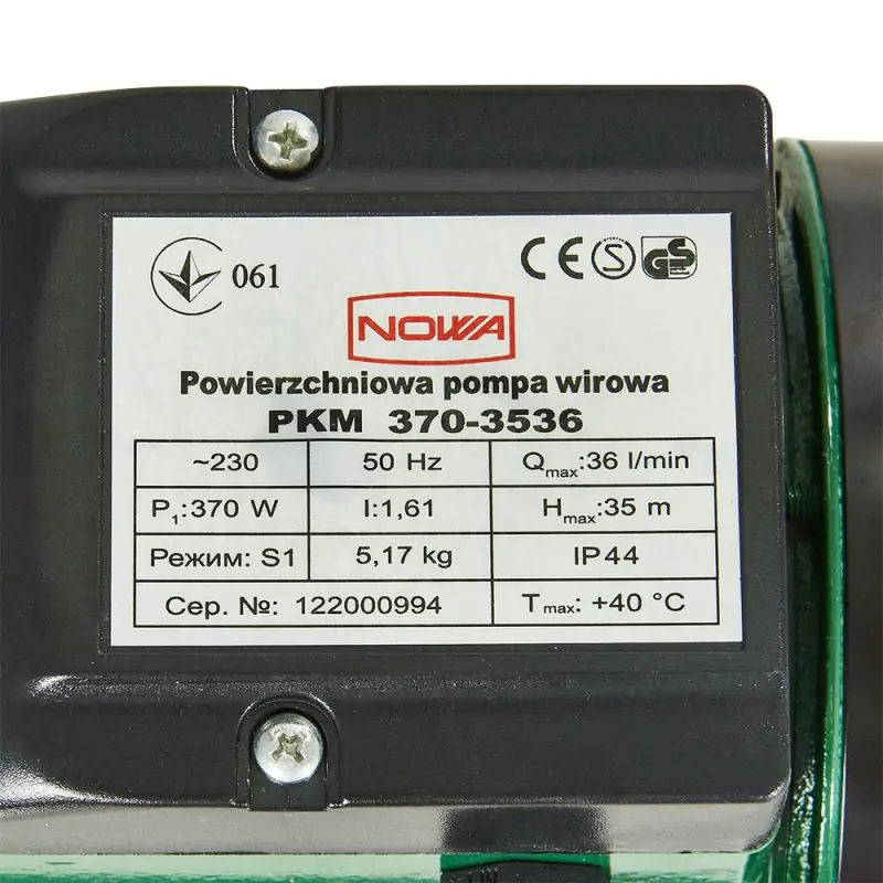 Насос поверхневий вихровий Nowa PKM 370-3536 - фото 6 Насос поверхневий вихровий Nowa PKM 370-3536 - фото 6
