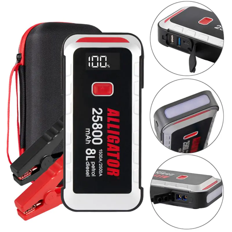 Пусковий пристрій Alligator Jump Starter 1500A/2500A 25800mAh зі Smart-клемами - фото 6