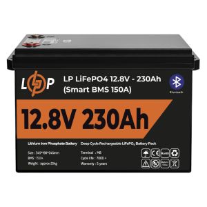 Акумулятор LP LiFePO4 12V (12,8V) - 230 Ah (2944Wh) (Smart BMS 150А) з BT пластик