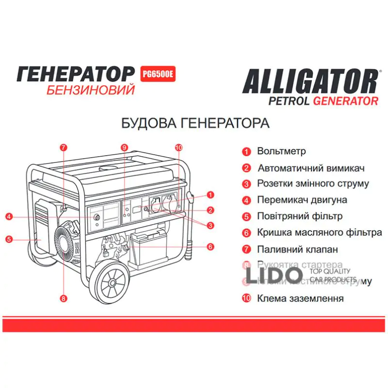 Генератор Alligator бензиновый 5,5кВт с электростартером - фото 3