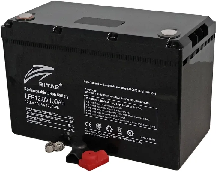 Акумуляторна батарея Ritar LiFePO4 12,8V 100Ah 1280Wh BMS100 - фото 2