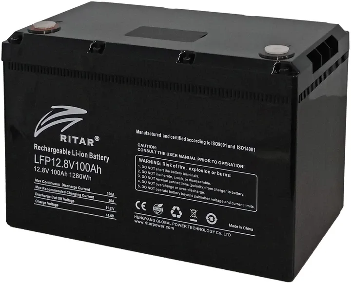 Акумуляторна батарея Ritar LiFePO4 12,8V 100Ah 1280Wh BMS100 - фото 3
